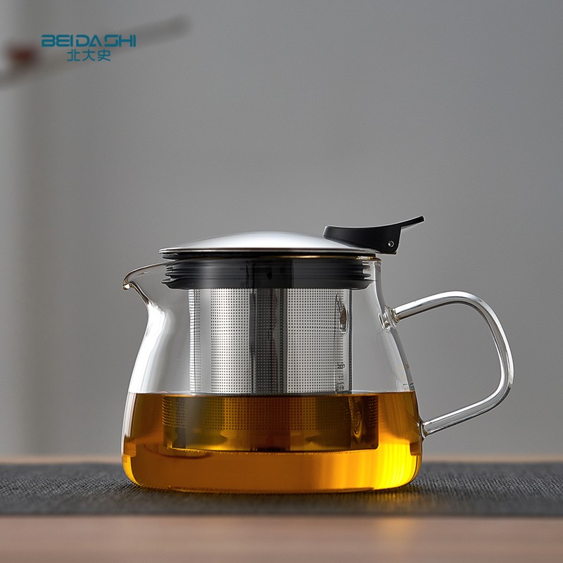 BEIDASHI 玻璃泡茶壶 北欧风格 家用耐热大容量红花茶不锈钢过滤茶具单壶 CD-100  450ml