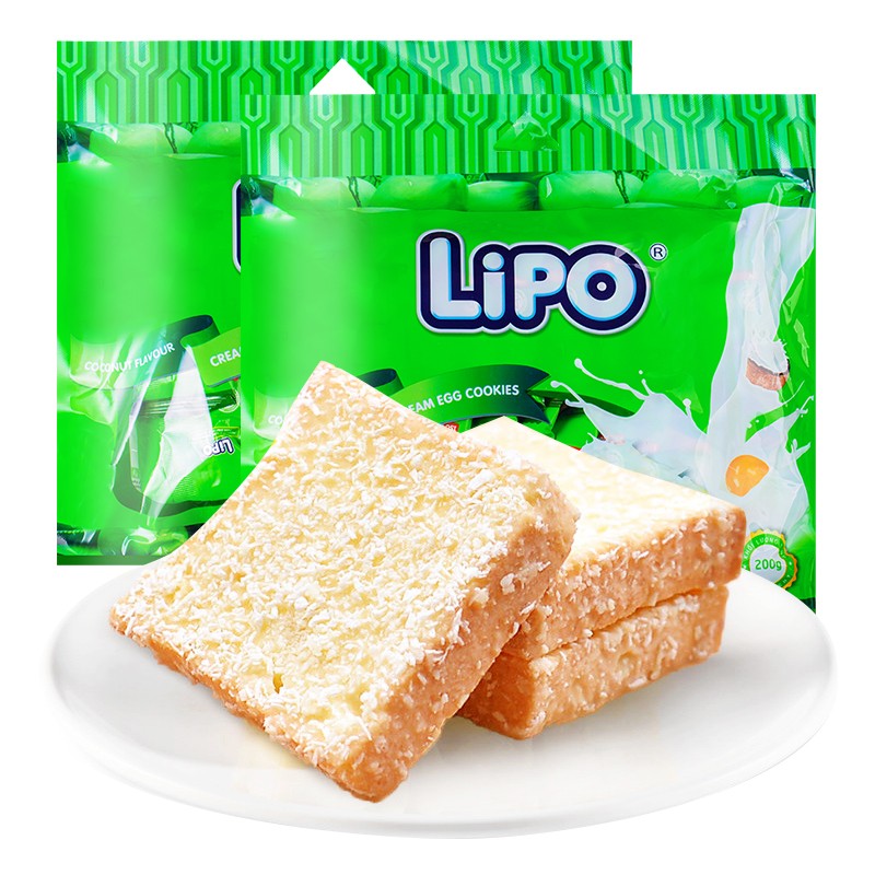 越南进口 利葡 lipo 原味鸡蛋面包干300g 奶油饼干 椰子味300g【约30