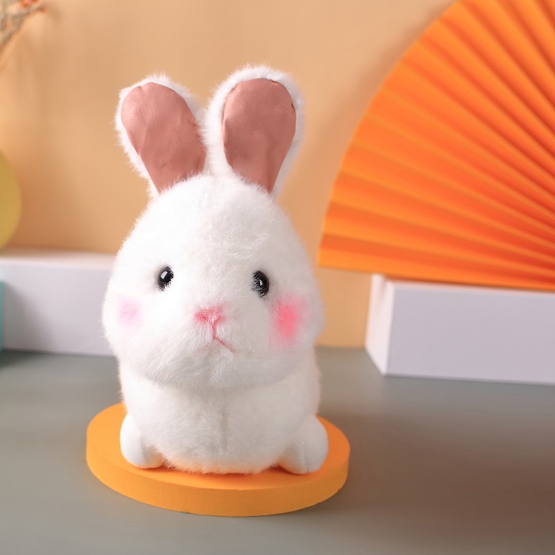 快乐音符儿童电动毛绒小兔子会唱歌学舌智能玩偶可遥控动耳的萌宠公仔玩具 白色萌兔 USB智能充电