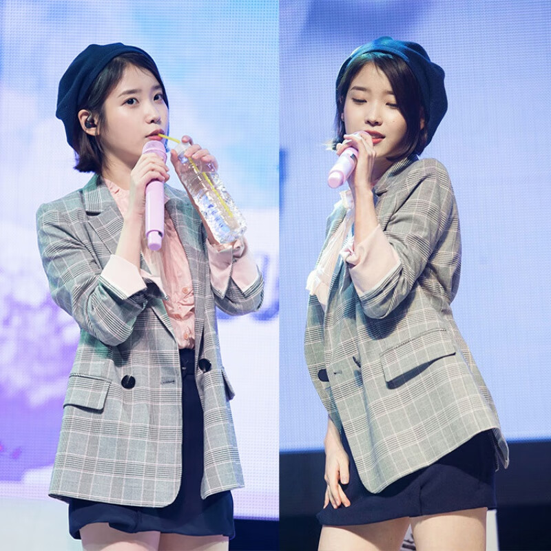 百丽驼美士 balitomms严选2024春季女装李智恩韩国格子小西服双排扣