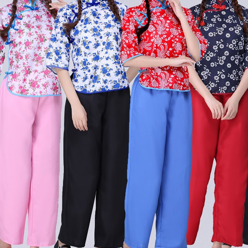 项芽阿庆嫂演出服装民国学生套装五四青年女装棉碎花采茶女村姑装古装