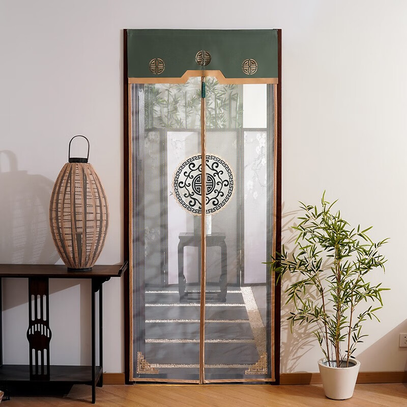 家入户门防蚊门帘全磁吸中式夏季魔术贴透明隔断帘免打孔卧室大门帘