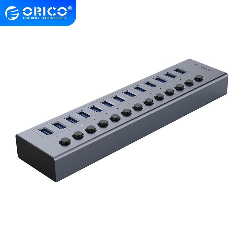 奥睿科（ORICO）USB3.0台式笔记本扩展坞一拖七多口分控带充电口铝合金机身工业级分线器 13口-12v4a供电