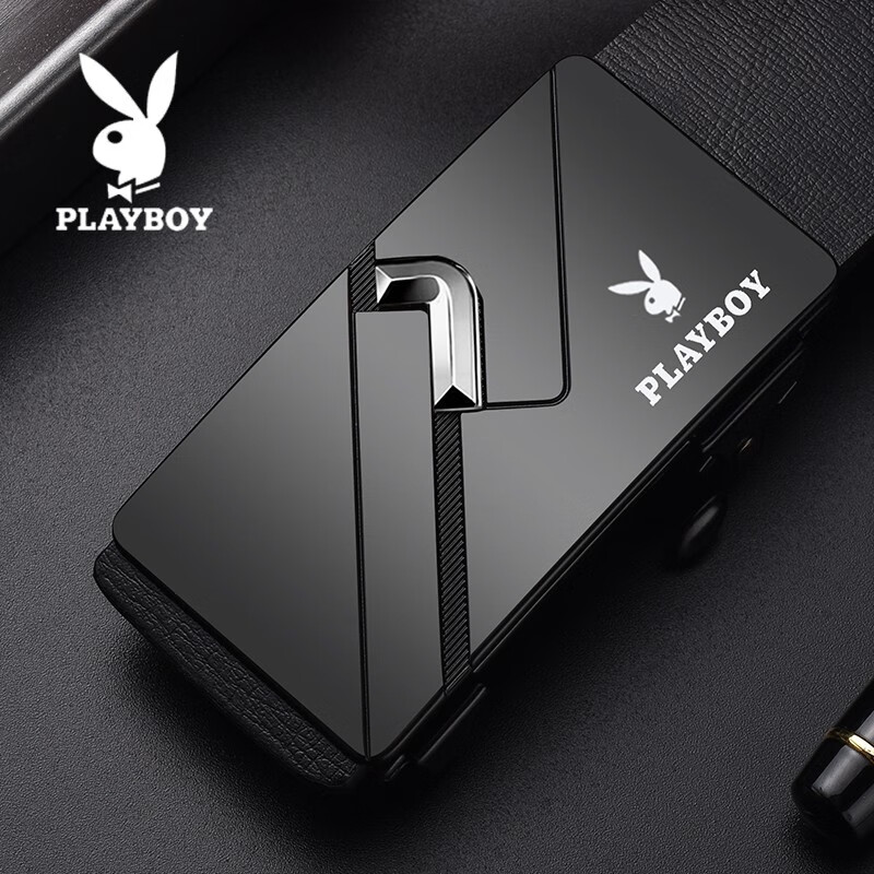 花花公子皮带男真皮自动扣无牙商务休闲内穿腰带韩版青年内扣式裤带不漏尾 银色 无牙内穿自动扣