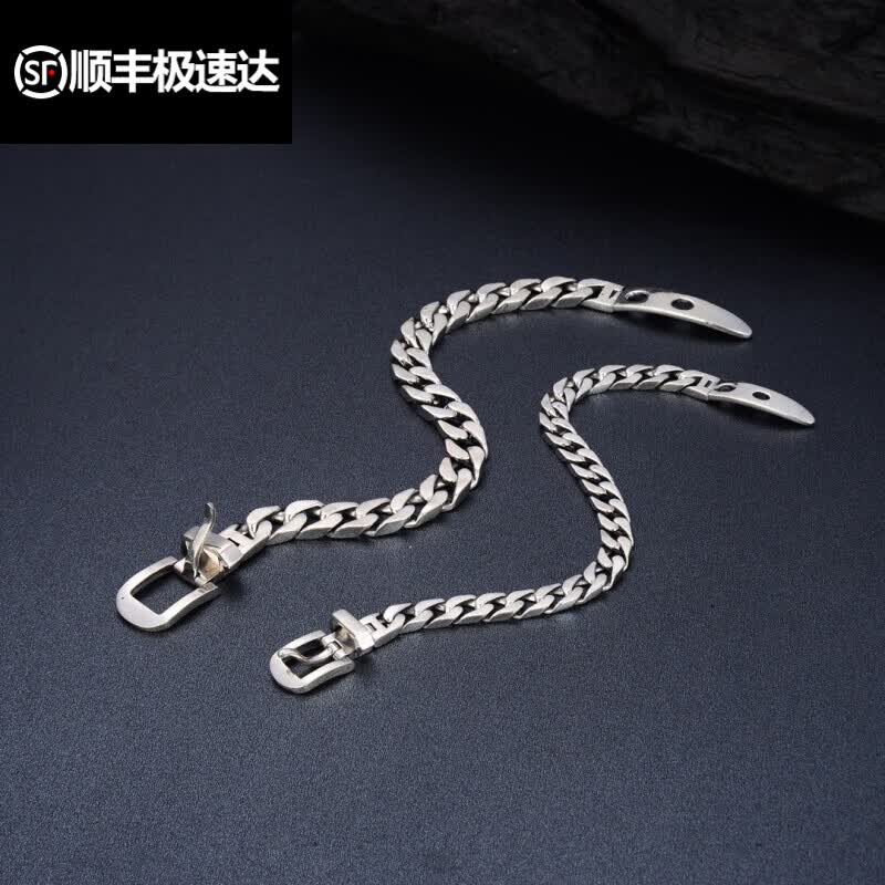 银饰7mm9mm男女款嘻哈创意个性简约风泰银复古皮带 7mm17厘米 925银