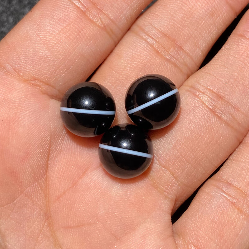 碧允天然黑色一线药师玛瑙顶珠散珠天珠单颗多宝diy文玩手串手链配件