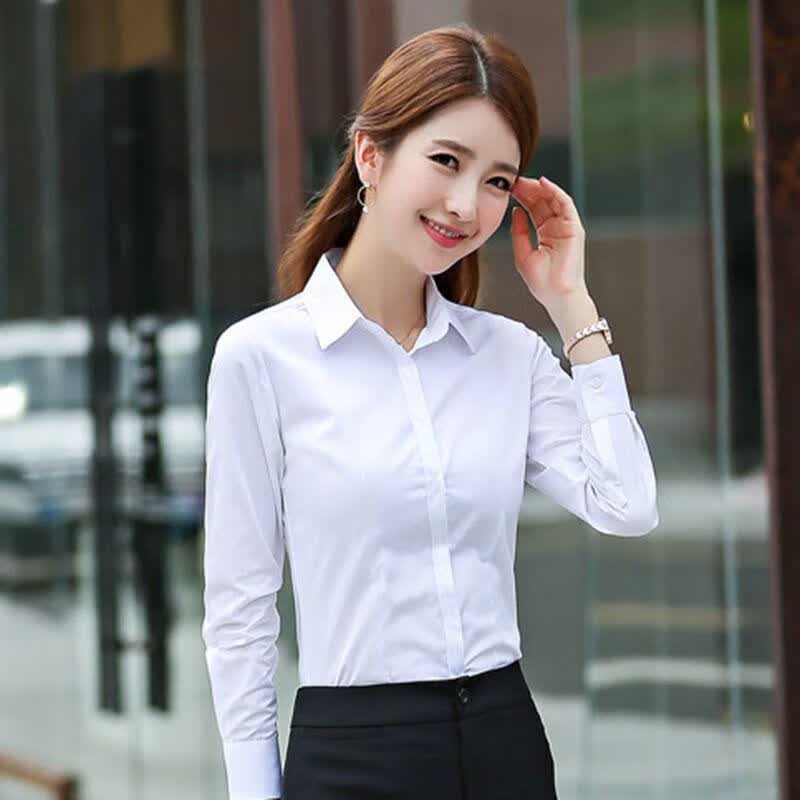服ol白色衬衫女新款韩版长袖职业装工作服打底衫时尚衬衫女气质衬衫衣