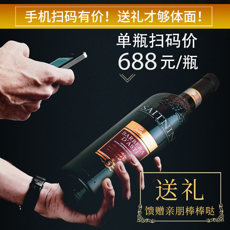 圣宁意大利原瓶原装进口 DOCG级 礼盒红酒 送礼访友 巴贝拉干红葡萄酒 双支礼盒装 配开瓶器