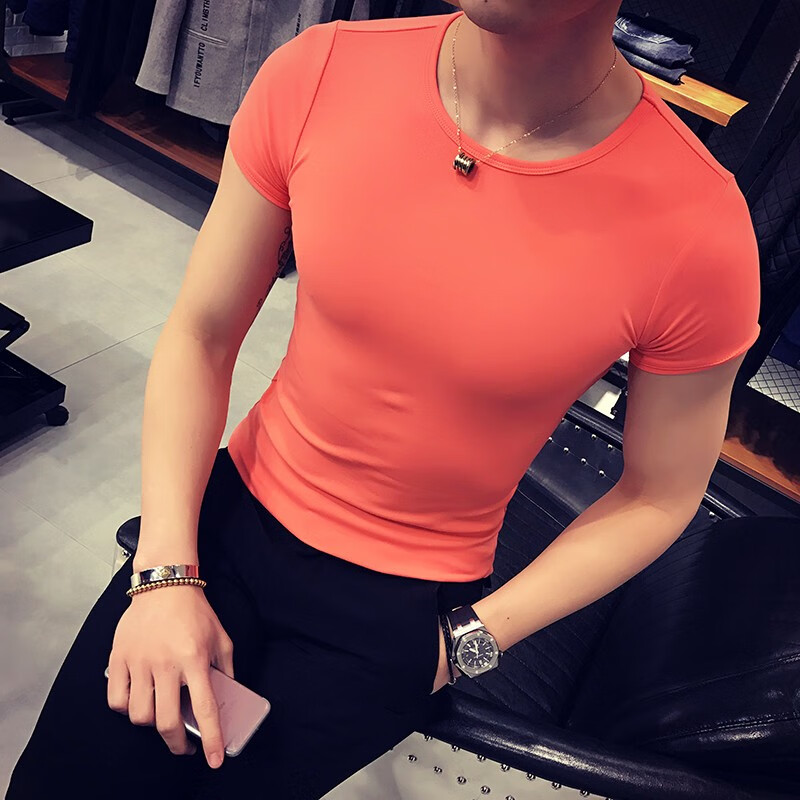 卡度顿夏季短袖修身男t恤小码弹力紧身打底衫155矮个子xs码瘦人体恤