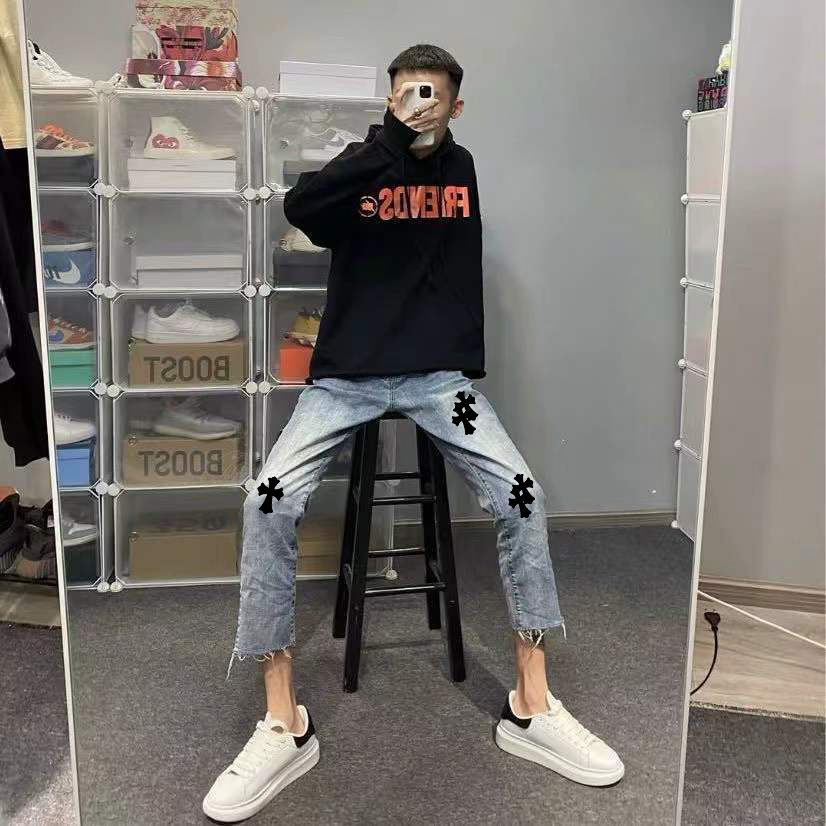 angelgonzales夏季快手网红王子阳同款十字架牛仔裤精神社会小伙潮流