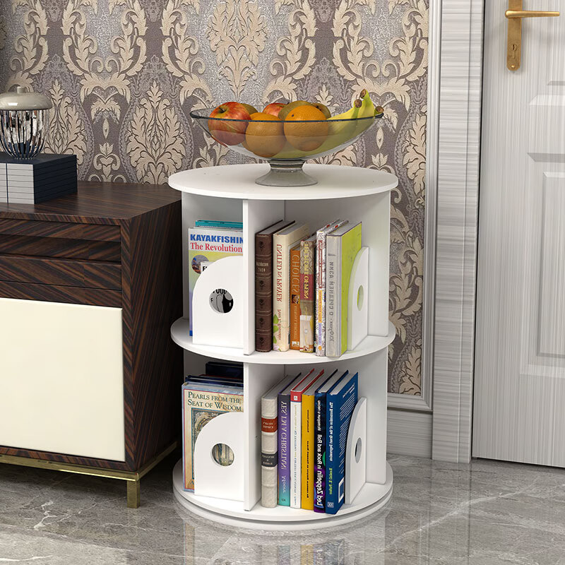 书架创意旋转360度书柜落地现代简约置物架儿童图书简易学生书架 圆形