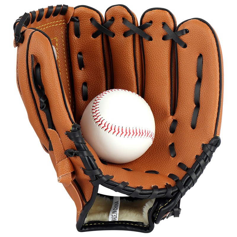 华诗孟 棒球手套儿童青少年成人棒球手套装备大学生体育课垒球内野投捕 S码 棕色带1个软式棒球