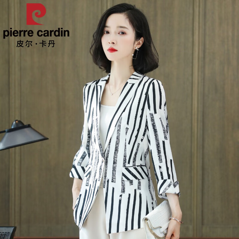 重磅真丝西装外套女2024春秋新款气质条纹女士宽松休闲桑蚕丝西服