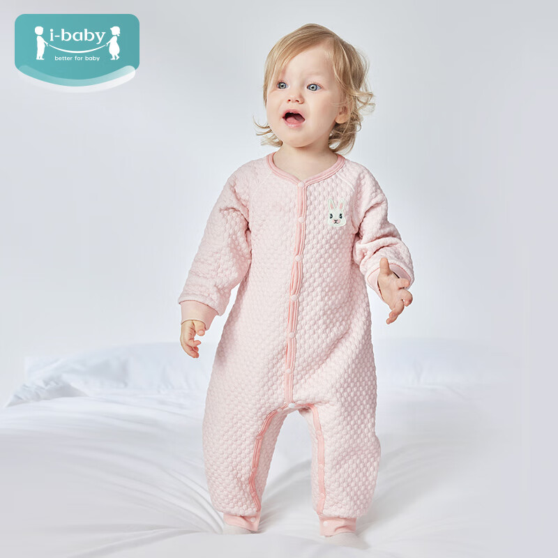 ibaby婴儿睡袋连体衣春秋宝宝睡袋新生儿衣服防踢被长袖睡衣防惊跳睡袋 纯真白兔 【90码】推荐身高78-94cm