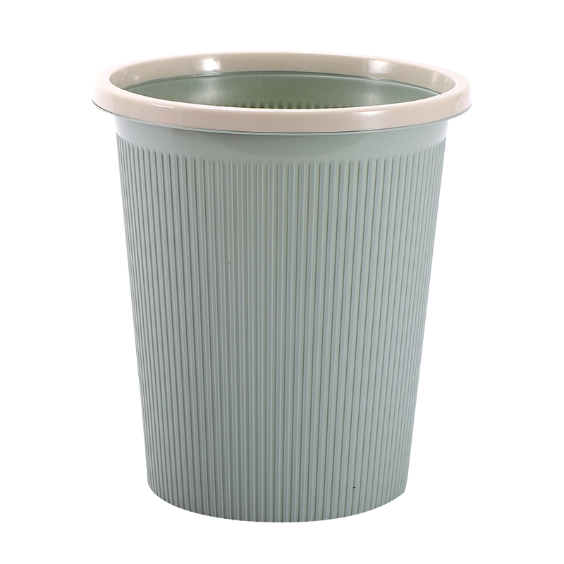 欧润哲 垃圾桶 厨房客厅浴室分类垃圾桶10L压圈竖纹办公室垃圾篓蓝色