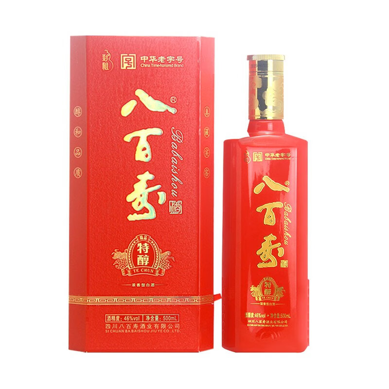 八百寿彭祖 八百寿精品特醇 浓香型白酒 中华老字号 46度 1瓶装