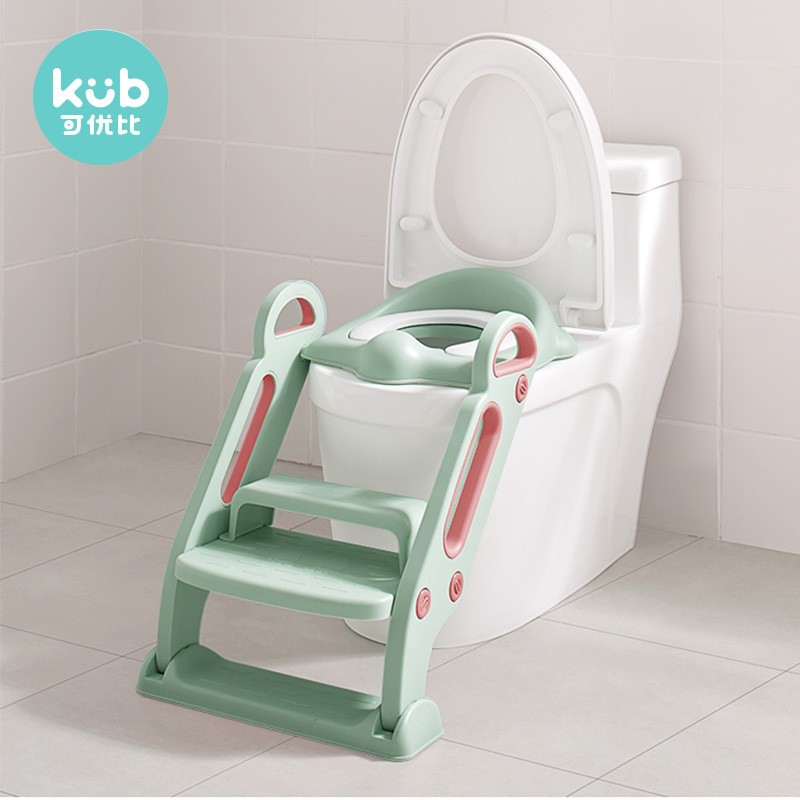 可优比（KUB）儿童马桶坐便器楼梯式男女宝宝如厕训练马桶圈家用 清新绿