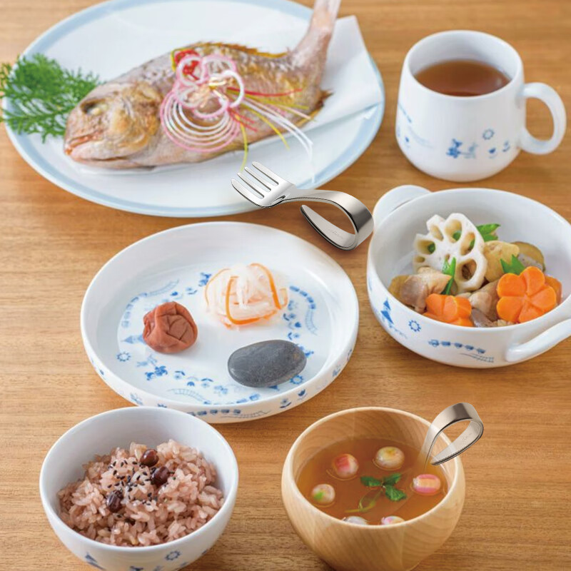 Noritake则武【儿童专用】宝宝辅食不锈钢叉勺套装吃饭学食训练 儿童叉勺套装（期货有限可预定）