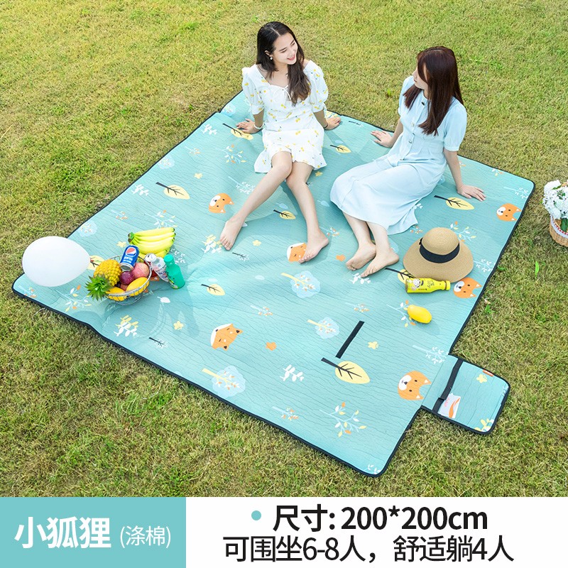 北山狼(BSWolf)野餐垫加厚户外野外地垫郊游沙滩便携垫子草坪防水防潮布毯子春游 涤棉小狐狸200*200