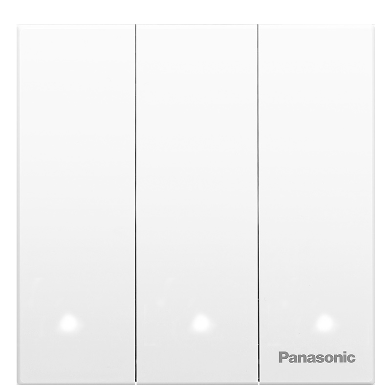 松下（Panasonic）三开单控开关面板 LED开关 悦宸系列86型 WMWM515 白色 三开单控开关（带LED灯）