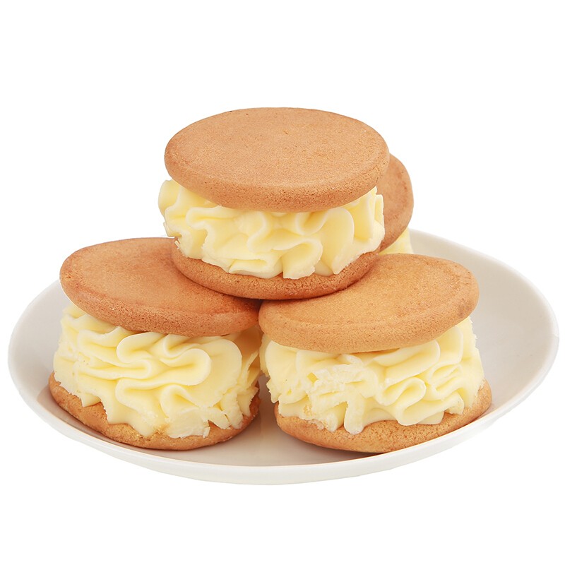 禄豆儿笑脸娃娃头硬黄奶油夹心蛋糕老式传统儿时笑脸糕点小时候的零食