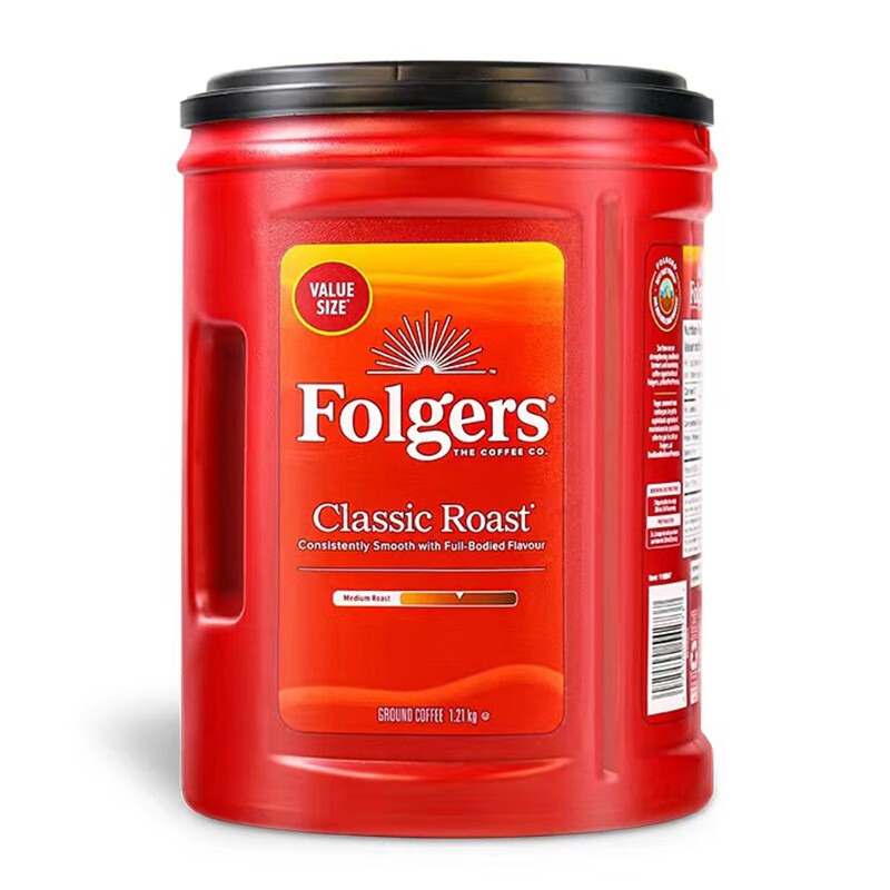 福爵（Folgers） 美国福爵研磨咖啡粉中度烘焙Classic Roast Ground Coffee 1210g 【新日期现货】至2025-8月