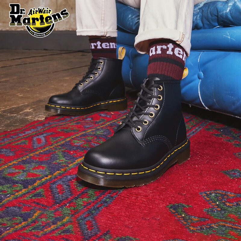 马丁博士（Dr.Martens） Vegan 101 英伦风气质时尚短靴黑色女款6孔马丁靴 黑色 36