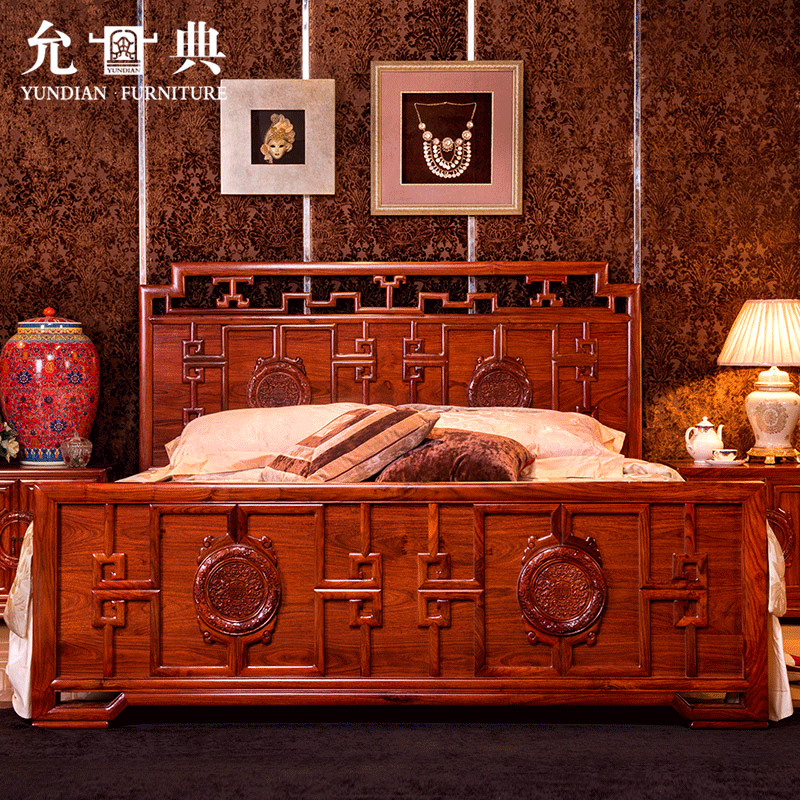 允典红木家具非洲花梨(学名:刺猬紫檀)书香门第6尺床卧室中式古典