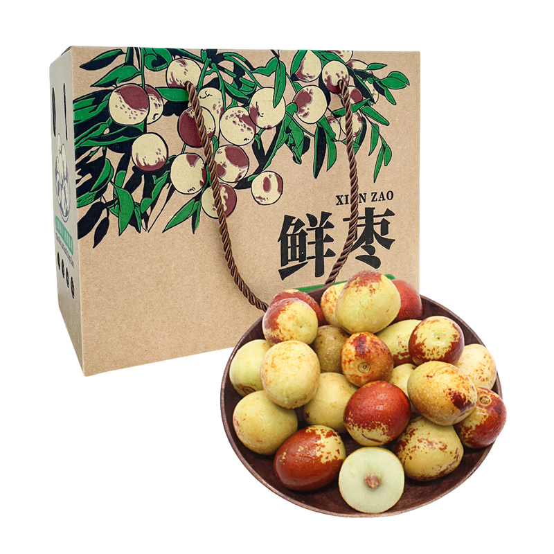 澤鮮達新疆大漠冬棗鮮棗新鮮水果脆甜棗牛奶冬棗沙漠蘋果棗棗子脆甜 2斤 裝