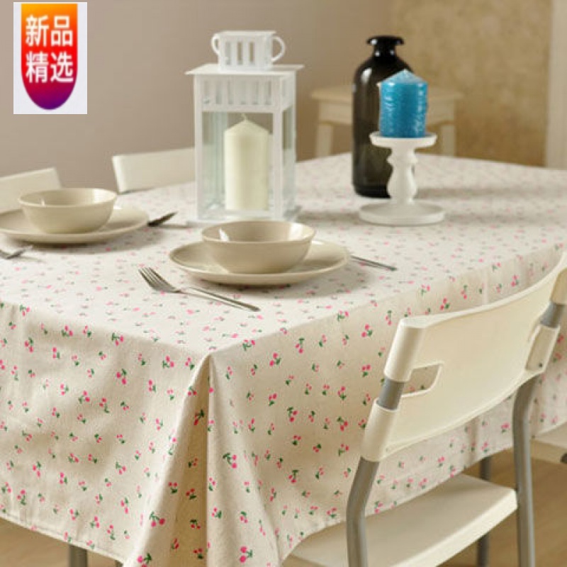 桌布棉麻布艺日式简书桌北欧台布长方形茶几餐桌垫盖布家用 小樱桃 75*75