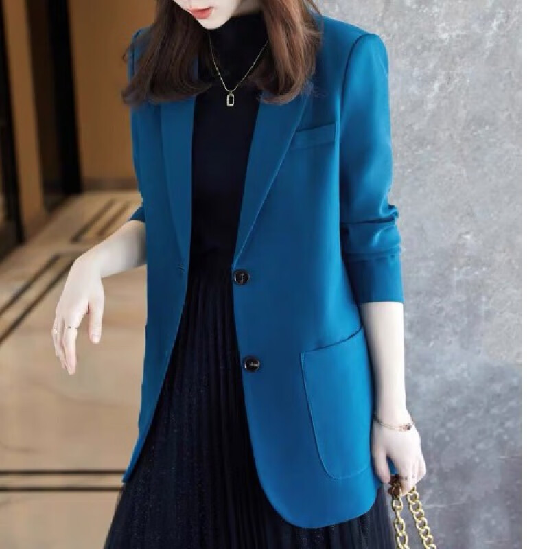 wangjiang蓝色西装外套女2024春秋季新款时尚休闲宽松女士气质职业装
