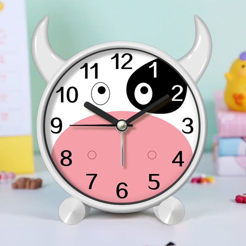 荣科闹钟学生专用起床神器儿童早教闹钟桌面时钟大铃声动物卡通时钟表