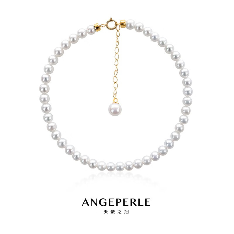 天使之泪(angeperle)18k金淡水珍珠小米珠莹露手链3-4mm 实用节日礼物