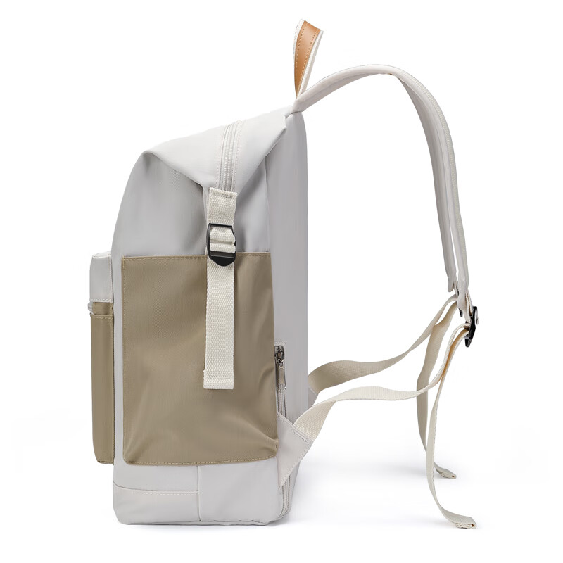 第九城 双肩包男女情侣款潮流背包多功能大容量电脑包韩版学生书包 卡其色