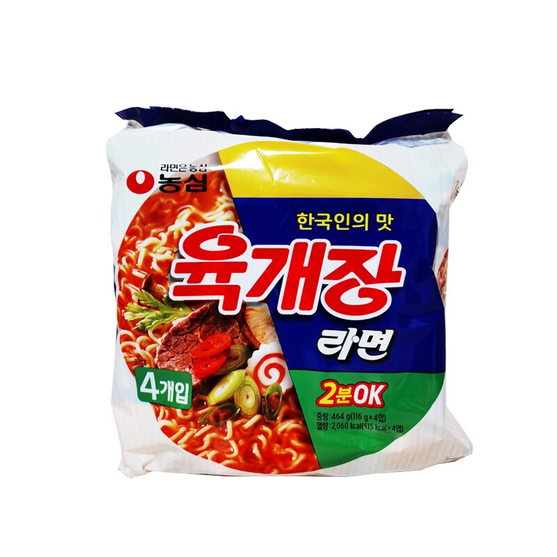 韩国方便面农心辣牛肉汤面拉面袋装泡面116g*4袋泡面煮面拉面 116g*4