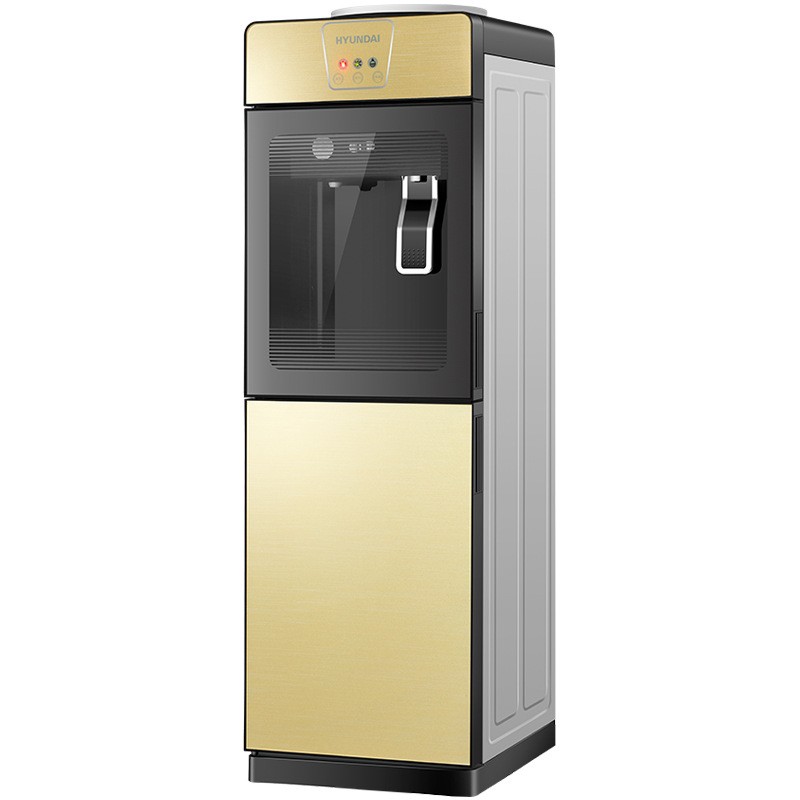 韩国现代(hyundai)饮水机立式办公家用冰温热双门钢化玻璃饮水器 香槟