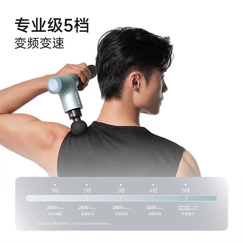 孔苏（conssu）F1专业级筋膜抢健身深层肌肉放松枪震动按摩仪家用便携实用生日礼物送男女友爸妈长辈 F1【哑光绿灰】