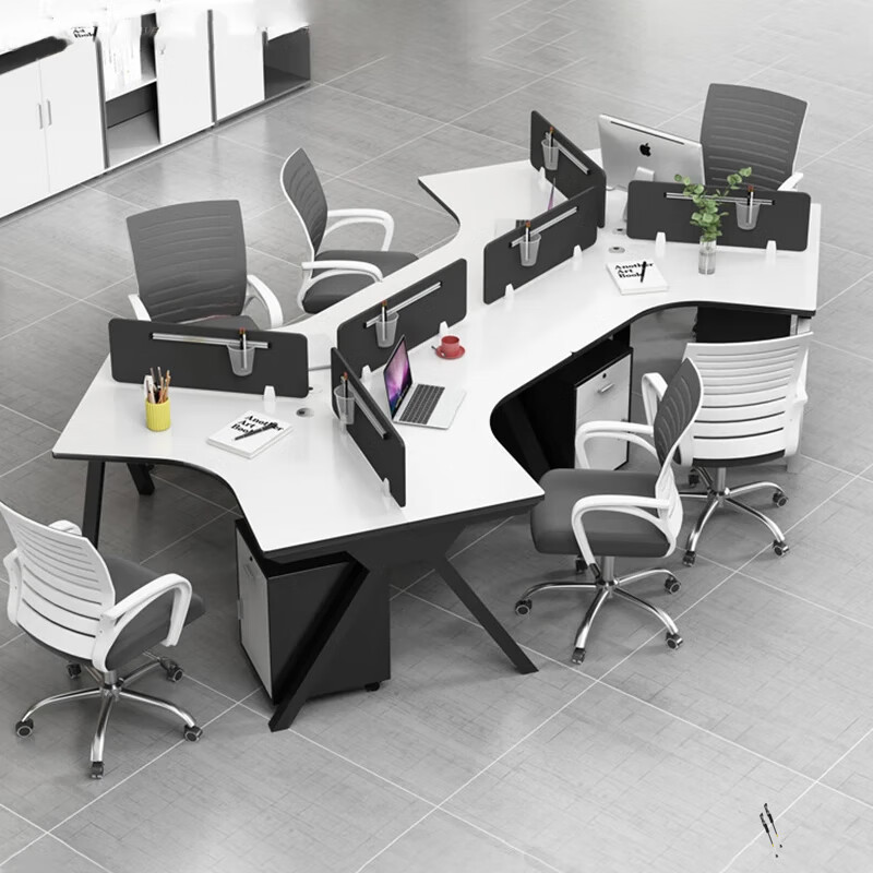 贵丘异型办公桌椅组合办公室开放式带柜屏风卡座三人工位职员经理桌子 办公工具