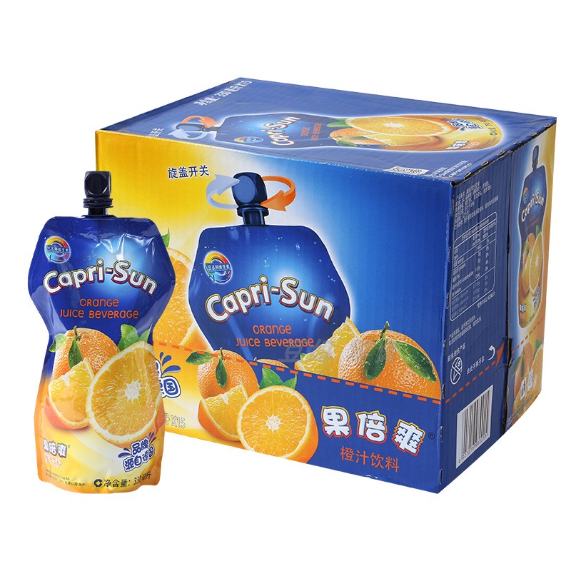 果倍爽330ml*6袋浓缩果汁儿童网红果味饮料 橙汁葡萄樱桃复合口味 330