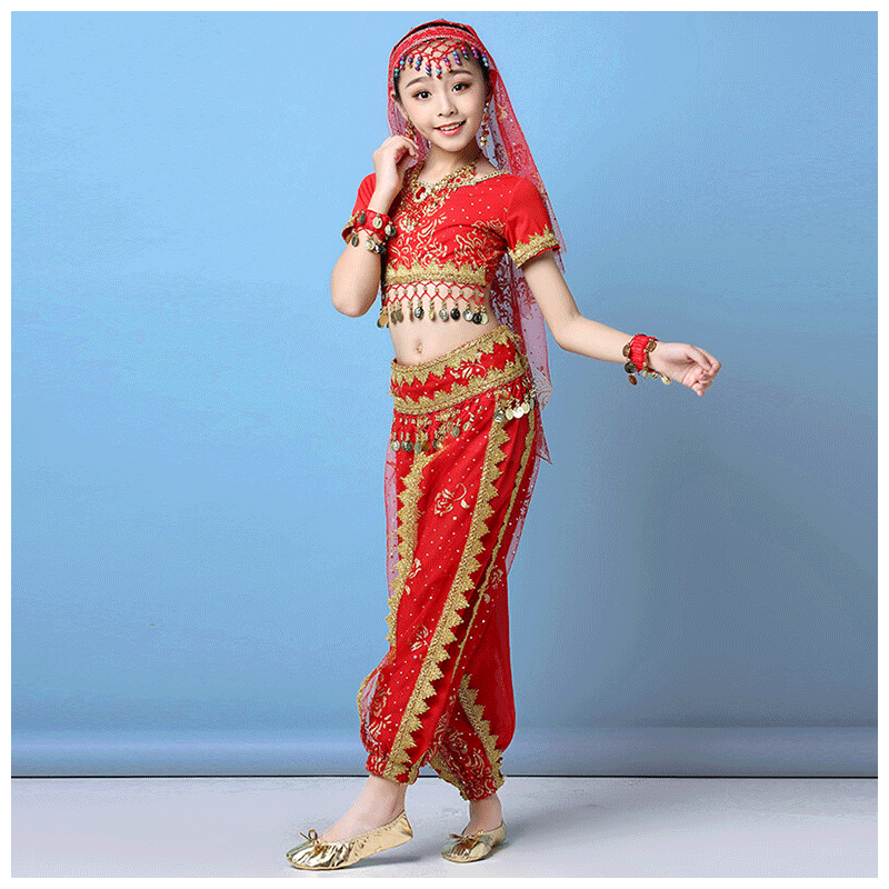 泰瑞格印度舞蹈服装女儿童肚皮舞2022新款套女孩民族幼儿新疆演出服