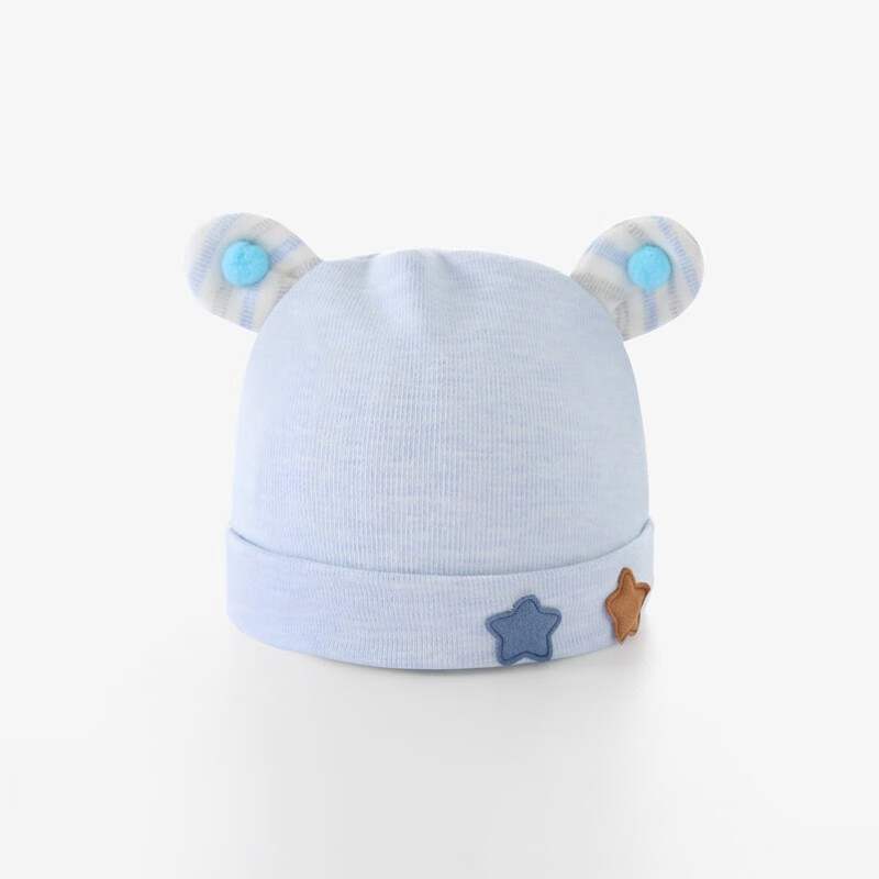 喜亲宝 K.S.babe 新生儿胎帽婴儿帽子针织帽宝宝护卤门帽初生儿套头帽建议0-3-6个月薄款蓝色