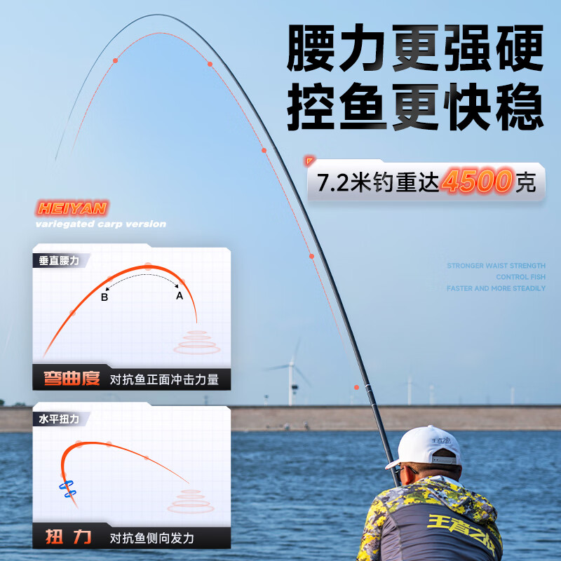 伽玛精工19调手竿手杆综合大物鲢鳙鱼钓竿碳素台钓竿小锥度巨物钓鱼竿 8.1m 【双吊牌-T1100+M400X碳布】