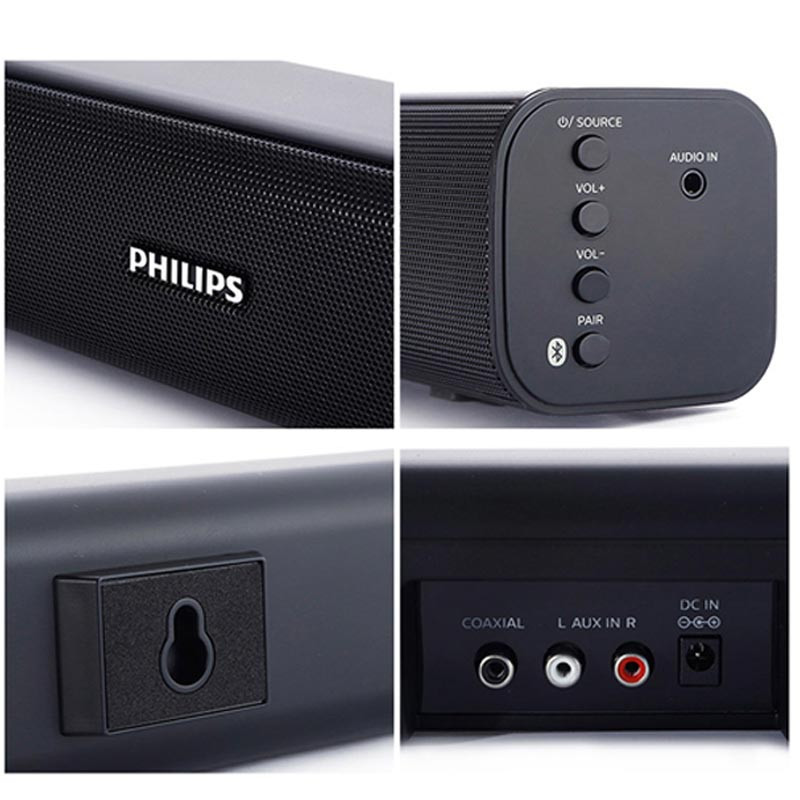 飞利浦（PHILIPS）回音壁 条形电视音响 杜比音效2.0立体声家庭影院 一体式音箱 蓝牙无线电视音响 HTL1000