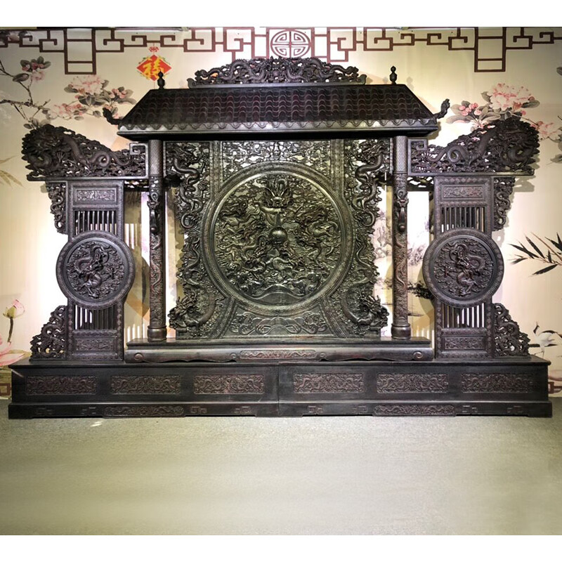 古典家具琉璃瓦大屏风 屏风长400x高276厘米-jh1106