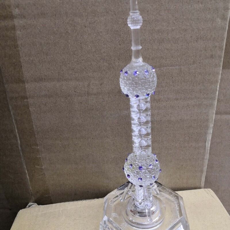 东方明珠塔模型水晶东方明珠塔模型摆件led带灯亚克力建筑模型上 紫色