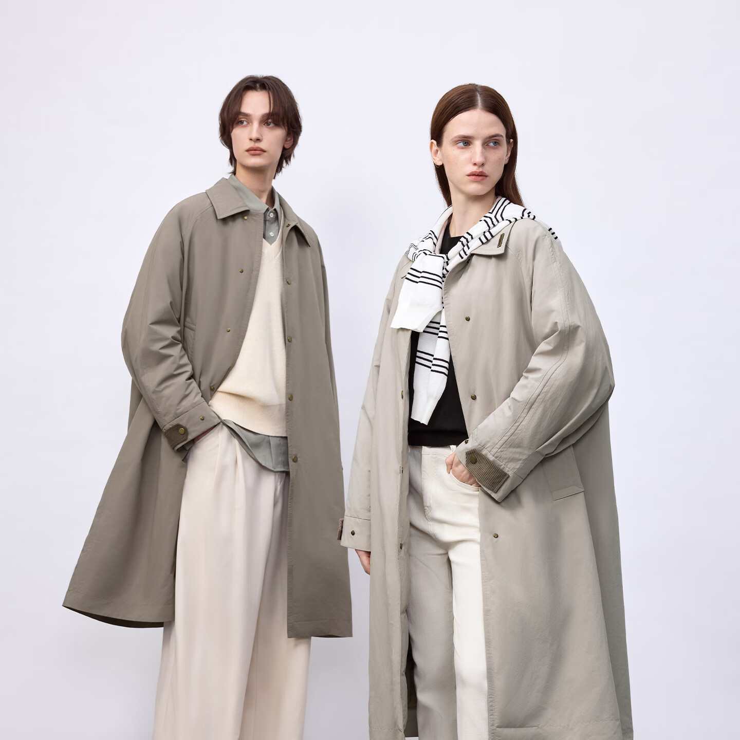 冰洁BINJORA2025秋冬新款风衣羽绒服 95鸭绒外套男女同款【明星同款】 雾漫卡其 专供 XS 155/80A 【体重约45-65KG】