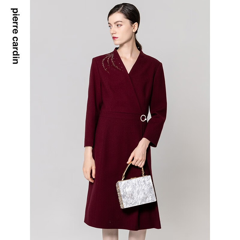 皮尔卡丹女装秋季新款端庄优雅宴会礼服连衣裙 深红色 3XL 44A (建议体重70-75公斤) 京东折扣/优惠券