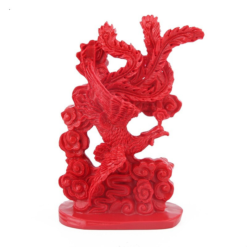 默奢 火凤凰摆件 朱砂北方四神朱雀玄关家居装饰品 摆设 图片色