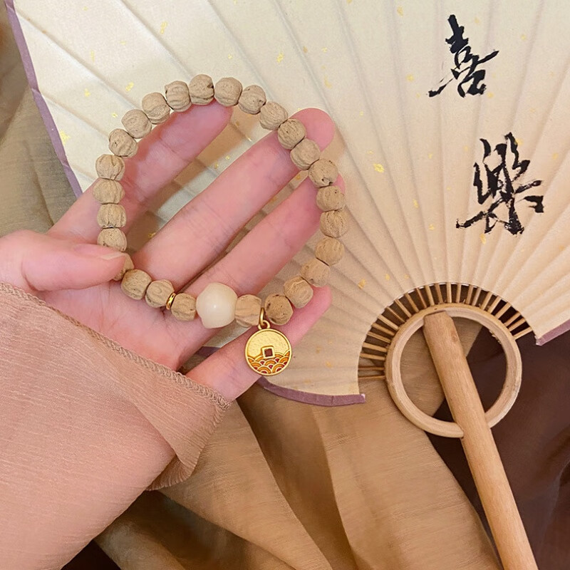 览日鸟新品  文玩复古手串新中式百香籽菩提猫爪手链 1海浪吊坠款