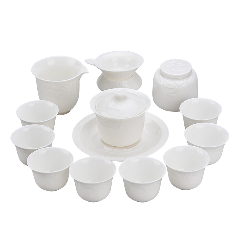 金鑲玉茶具套裝羊脂玉陶瓷茶杯功夫茶家用喝茶商務(wù)泡茶送禮盒 云曉